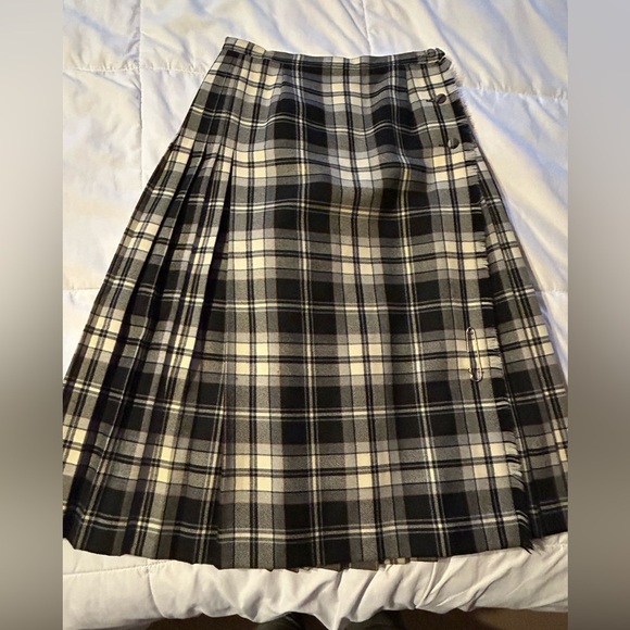 Aljean of Canada 70's  Vintage PLAID Kilt Pleated Wool Midi Blanket Skirt - Picture 1 of 7